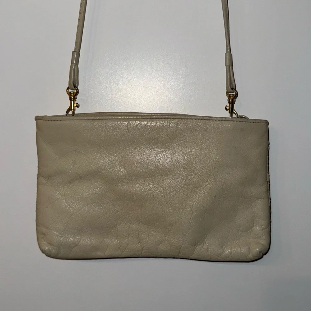 Vintage Ganson Woven Ivory Leather Crossbody - Picture 3 of 8
